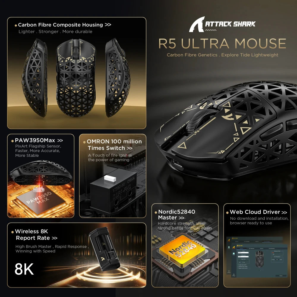 Attack Shark R5 Ultra Lightweight Gaming Mouse
