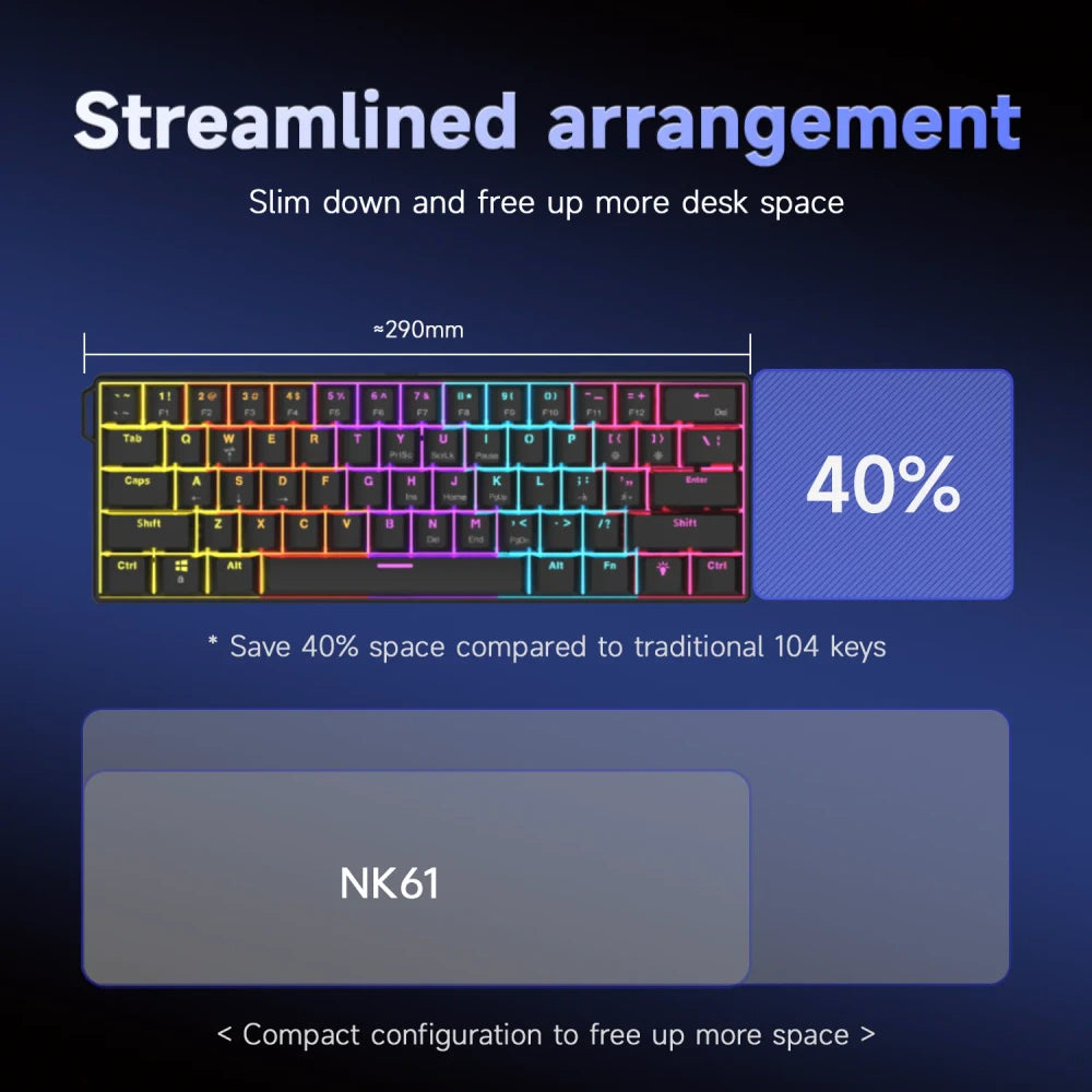 AJAZZ Compact Wired Mechanical Gaming Keyboard