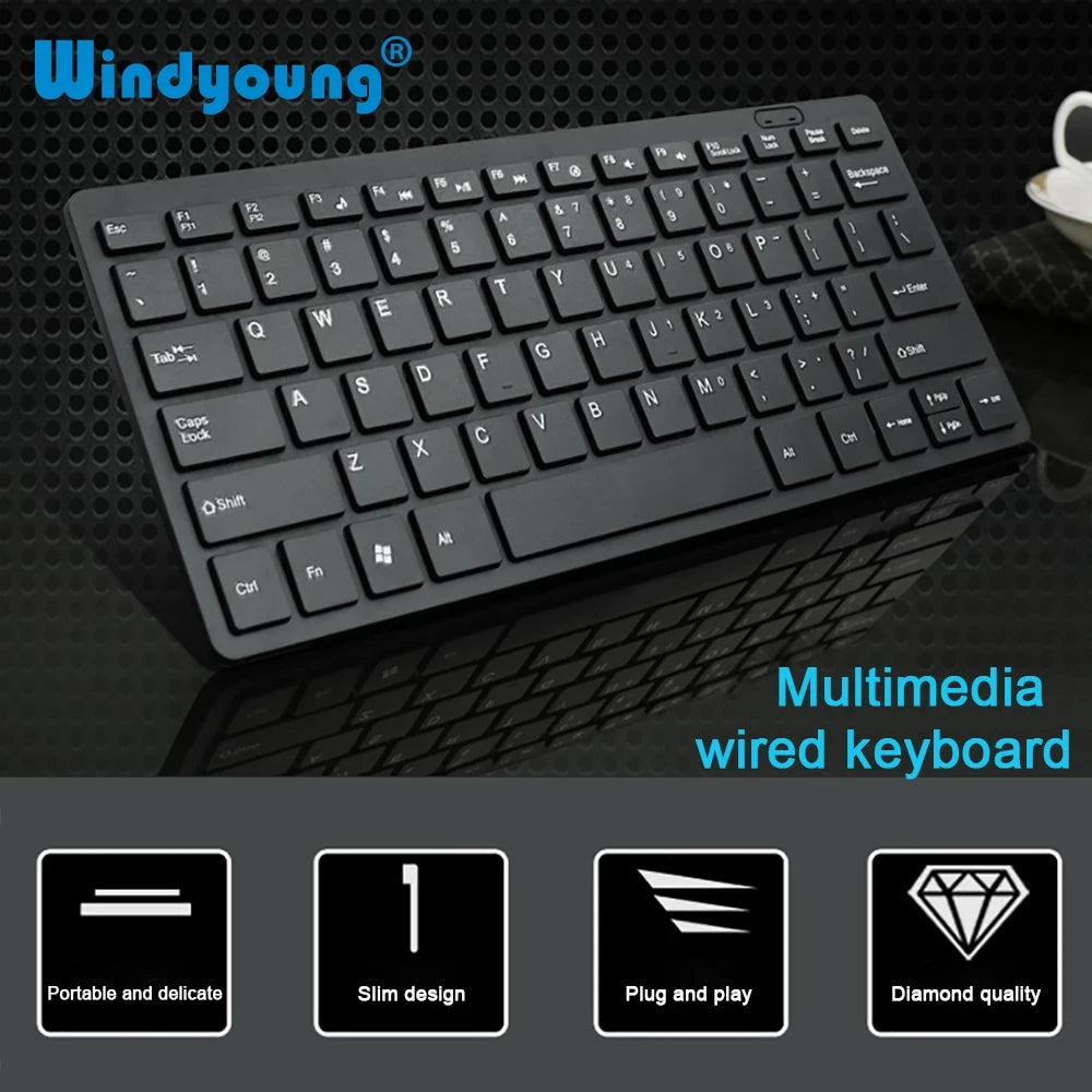 Ultra-Thin Compact Wired Keyboard